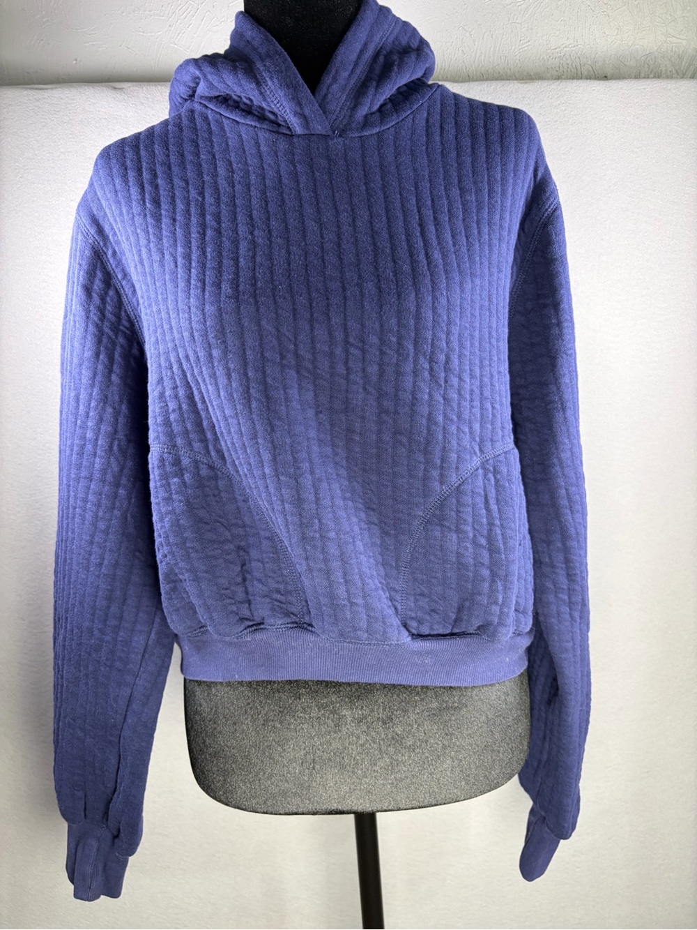Offline by Aerie Cozy Ribbed Hoodie Sweater in Periwinkle Blue